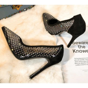 Glitter Colorful Rhinestones Women's Pumps Sexy Hollow Out Breathable Mesh Thin Heeled